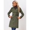 Allegra K Women's Faux Suede Notched Lapel Strap Cuff Solid Double Breasted Tie Belt Trench Coat - 2 of 4