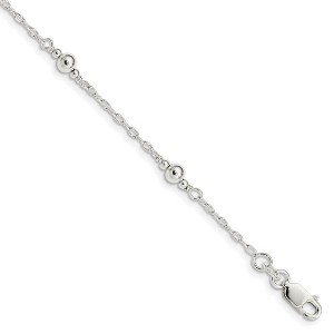 Black Bow Jewelry Children's Sterling Silver Fancy Bead & Cable Chain Bracelet, 6 Inch - 1 of 4