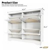 Mid-Century Shoe Cabinet with 4 Rattan Flip Drawers,42" Narrow Entryway Shoe Organizer with Hooks for Small Spaces-Baofuwish - 4 of 4