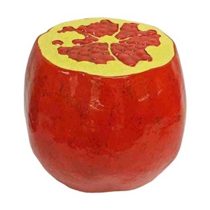 Vynxaria Pomegranate Fruit Stool, 13.4" Oversized Resin Multi-Purpose Stool/Side Table/Plant Stand - Indoor Outdoor Home Garden Decor - 1 of 4