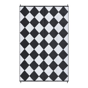 Outdoor Rug Modern Plastic Straw Carpet, Geometric Reversible Outdoor Plastic Straw Camping Rug, RV Mat for Deck, Backyard, Balcony, Porch - 1 of 4