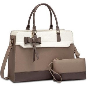 Laptop Tote Bag for Women,Leather Work Bag,Large Computer Handbag Purse Briefcase - 1 of 4