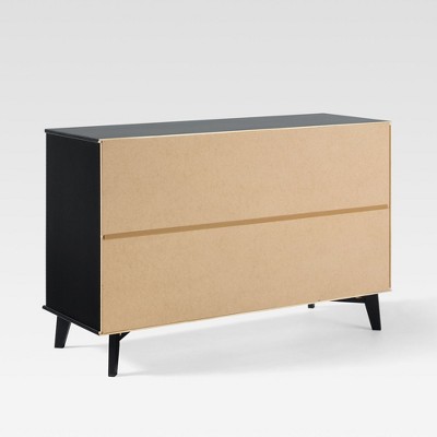 Black Pine Mid-Century Modern 6-Drawer Dresser