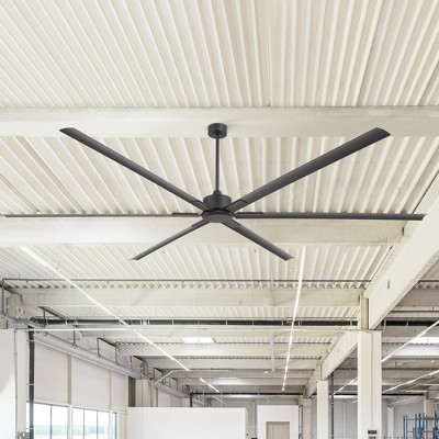 Airsurfer 120-in Matte Black Lightless Ceiling Fan, Remote Control, 6 Blades, Industrial Oversized Commercial Fan, 6"& 12" &24" Down Rods, 6 Speeds