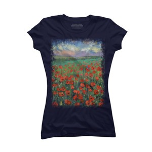 Junior's Design By Humans POPPIES By creese T-Shirt - 1 of 3