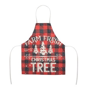 Unique Bargains Christmas Aprons Linen Red Black Beige 21.65"x26.77" 1 Pcs - 1 of 4