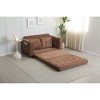 Velvet Linen 3-Fold Convertible Futon Couch Bed with Pull-Out Design and Side Storage Bags for Living Room - 3 of 4