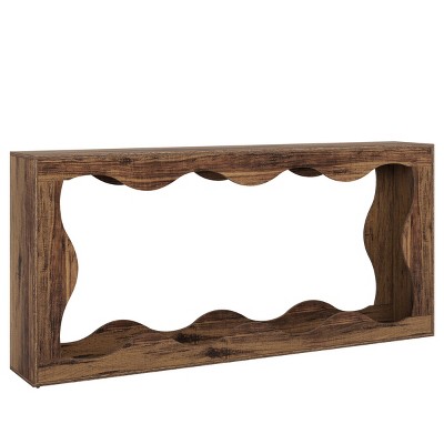 GlasFlength Console Tables Extra Long Farmhouse Style Sofa Table with Rustic Wood Finish for Living Room Entryway, Brown, 62.99"*11.81"*33.86"