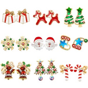 9 Pairs Women Christmas Stud Earrings Set Christmas Earrings for Holiday Decoration - 1 of 4
