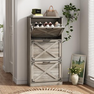 Shoe Cabinet Storage for Entryway, Narrow Shoe Rack Cabinet - 1 of 4