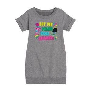 - Trolls - Let Me Hear You Shout Poppy and Branch Graphic Short Sleeve Fleece Dress - 1 of 4