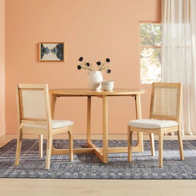 GDFStudio Dylan Rattan Back Upholstered Dining Chair (Set of 2)