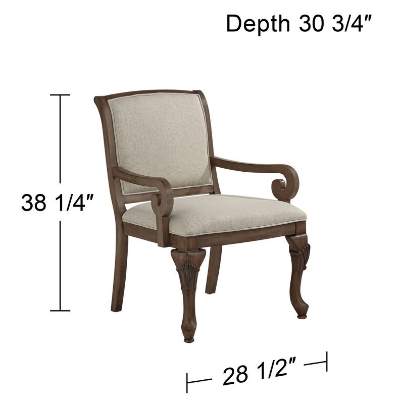 Kensington Hill Diana Beige Upholstered Wood Arm Traditional Accent Chair, 4 of 10