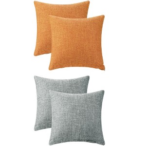 Unique Bargains Solid Contemporary Indoor Outdoor Linen Throw Pillow Cover Pack of 4 - 1 of 4