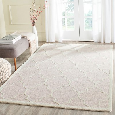 Light Pink and Ivory Hand-Tufted Wool 4' x 6' Area Rug