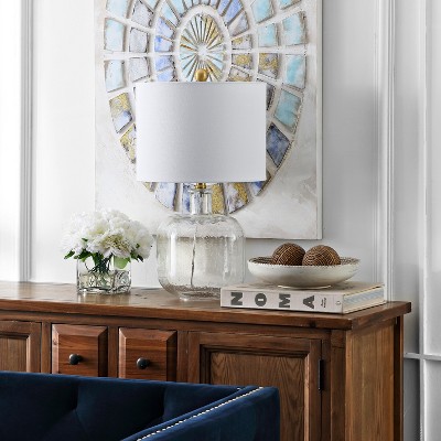 21.5" White and Clear Glass Table Lamp with Gold Hardware