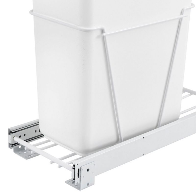 Rev-A-Shelf Single Pull-Out Trash Can for Bottom Mount Kitchen Cabinets 30 Qt Wire Construction with Full-Extension Slides, White, RV-9PB S, 5 of 7