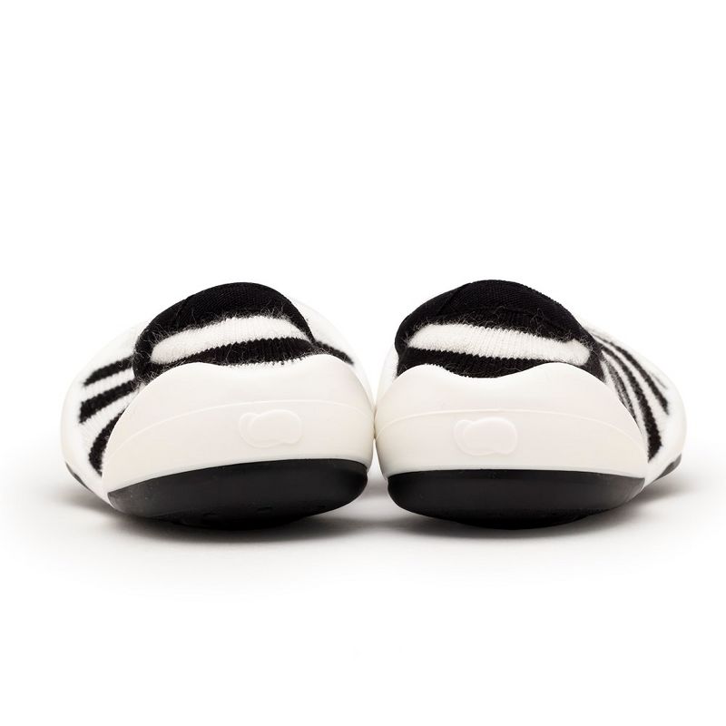 Komuello Baby Girl First Walk Sock Shoes Flat Style - Black White Stripe, 4 of 11