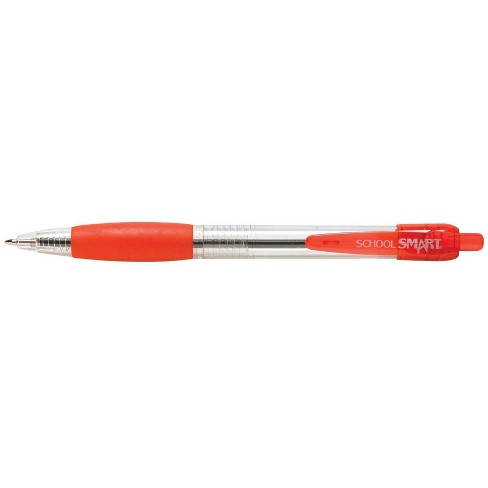 School Smart Fade Resistant Retractable Ballpoint Pen, Medium Tip, Red, Pack of 12