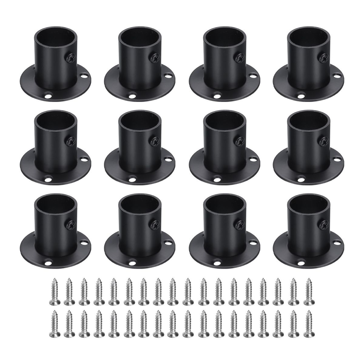 Unique Bargains Stainless Steel Corrosion Resistance Durability Cylindrical Design Closet Rod Brackets 12 Pcs