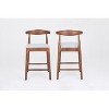 Walnut mid century modern design solid wood bar stool, upholstered bar stool with wooden legs - 2 of 4