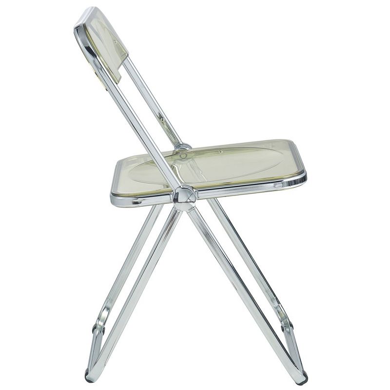 LeisureMod Lawrence Modern Acrylic Folding Chair With Metal Frame Set of 2, 3 of 8