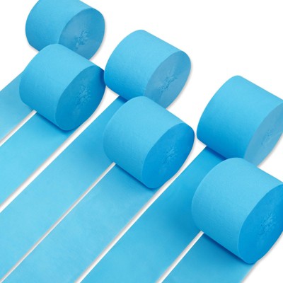 PartyWoo Crepe Paper Streamers Blue Light Baby Pastel 6 Rolls 492 ft 1.8 Inch x 82 Ft Roll