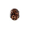 Black Bow Jewelry Brown Jaguar Glitter Overlay Glass & Sterling Silver Bead Charm, 15mm - 2 of 4