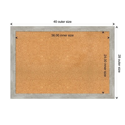 Dove Greywash Narrow Framed Natural Corkboard 43" x 31"