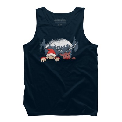 Men's Design By Humans Christmas Santa And Rudolph Peaking By rasok Tank Top