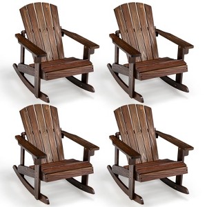 Infans 4PCS Kid Adirondack Rocking Chair Outdoor Solid Wood Slatted seat Backrest - 1 of 4