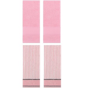 REGALWOVEN 4 Pcs Bathroom Decorative Cotton Soft Absorbent Sold Striped Hand Towel - 1 of 4