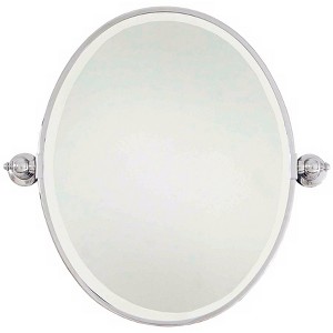 Minka Lavery Oval Vanity Wall Mirror Modern Beveled Chrome Silver Steel Frame 24" Wide for Bathroom Bedroom Home Entryway Hallway - 1 of 2