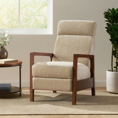 23.75'' Wood Upholstered Hand Manual Club Recliner with Push-Back, Waterfall Back, Contemporary Design and Rubberwood Frame