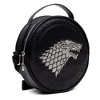 Game of Thrones Vegan Leather Round Crossbody Bag with Adjustable Straps, House of Stark Sigil Debossed and Filigree, Black - 3 of 4