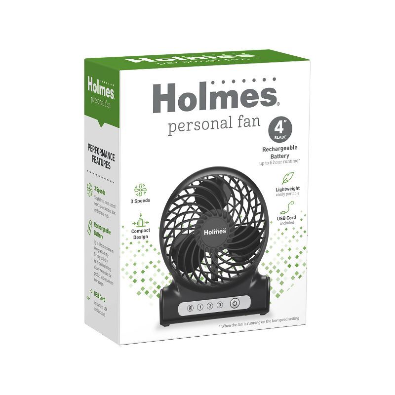 Personal Rechargeable Fan Black - Holmes, 3 of 19