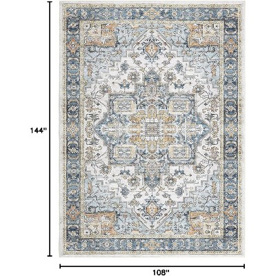 Area Rug for Living Room,9x12 Machine Washable Vintage Rug Carpet for Bedroom Dinning Room,Distressed Area Rug Indoor Non Slip
