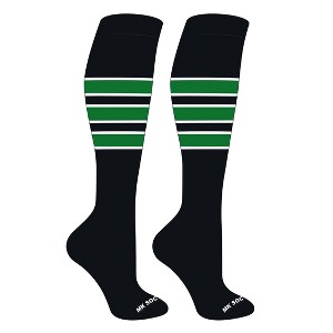 MK Socks Striped OTC Baseball, Softball, Football Socks (C) Black, White, Kelly Green - 1 of 3
