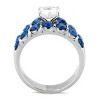 Slickblue Polished Stainless Steel Women's Ring with Clear CZ, Blue Accent, Round Design, Sizes 5-10 - 3 of 4