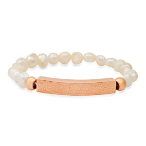 Steeltime Ladies freshwater pearls and stainless steel Prayer id bracelet. Color Options: Gold, Rose Gold - 1 of 4