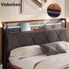 Queen Size Platform Bed Frame with Upholstered Storage Headboard & Bedside Drawers, Brown - 3 of 4