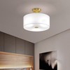 Costway 3-Light Semi Flush Mount Ceiling Light Fixture Glass Drum Pendant Lamp - 2 of 4