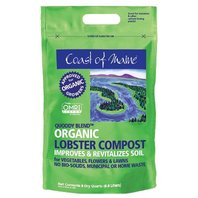 Coast of Maine OMRI Listed Quoddy Blend Lobster and Crab Organic Compost Plant Potting Soil Blend for Container Gardens and Pots, 10 lb Bag (8 Pack)