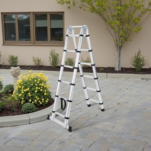 14.5FT Aluminum Telescoping Ladder – Portable Extension Ladder with Non-Slip Feet & Stabilizer, Collapsible A-Frame for Home, Garden, and Outdoor Use - 1 of 4