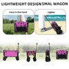 NAYSAYE Folding Wagon Trolley with Bench Seat Dog Leash Heavy Duty Design for Camping Beach and Outdoor Use, Pink, 29"*18"*32.75" - 3 of 4