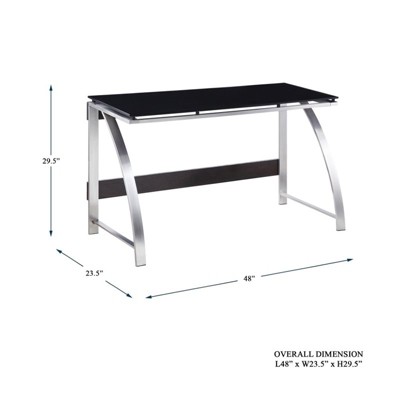 Espresso and Chrome 48" Contemporary Glass Top Writing Desk