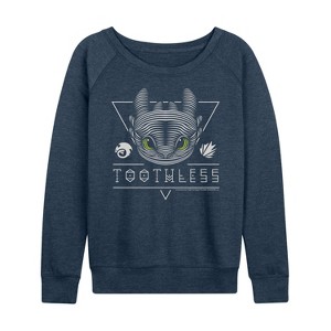 Women's - How to Train Your Dragon - Toothless Line Art Lightweight French Terry Wide Neck Long Sleeve Shirt - 1 of 4