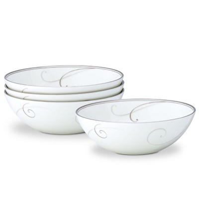 Noritake Platinum Wave Set of 4 Coupe Soup/Cereal Bowls