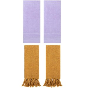 REGALWOVEN 4 Packs Striped and Tassels Hand Towels for Bathroom 14" x 30" - 1 of 4