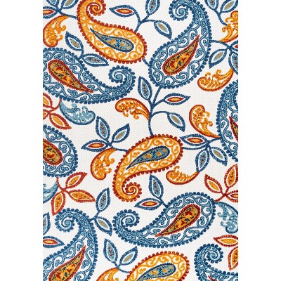 Reversible 5' x 7' Orange and Blue Synthetic Area Rug